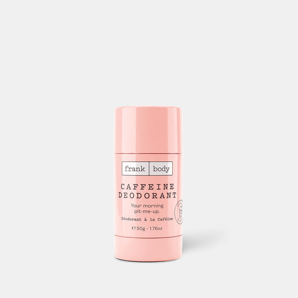 A pink stick of frank body Caffeine Deodorant, 50g.